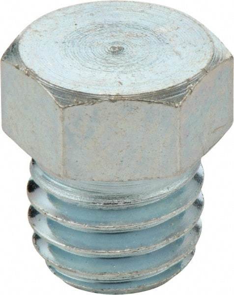 Umeta - Straight Head Angle, M6x1 Metric Steel Plug-Style Grease Fitting - 7mm Hex, 8.5mm Overall Height - Exact Industrial Supply