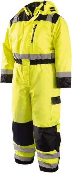 OccuNomix - Size L, Yellow, Zipper, Cold Weather Coverall - 50" Chest, Polyester, 7 Pockets, Waterproof - Exact Industrial Supply