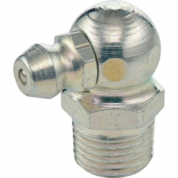 Umeta - 90° Head Angle, 1/8-27 PTF Steel Standard Grease Fitting - 1-13/16" Overall Height - Exact Industrial Supply