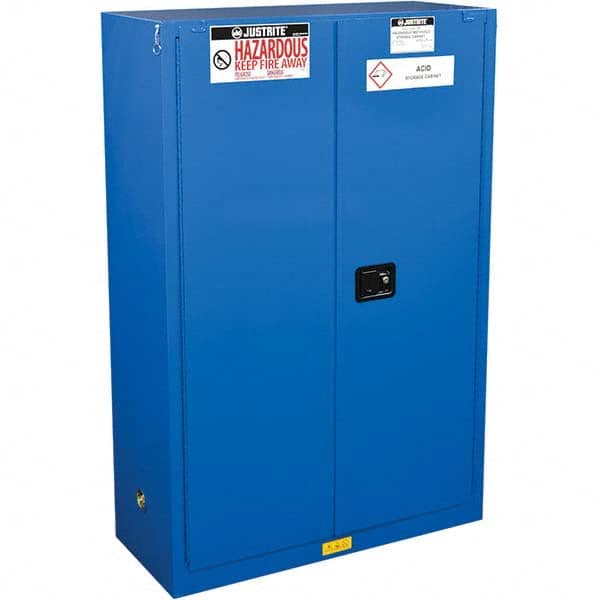 Justrite - Safety Cabinets Hazardous Chemical Type: Corrosive Chemicals Color: Blue - Exact Industrial Supply