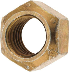 Made in USA - 1-1/4 - 7 Grade C Hex Lock Nut with Distorted Thread - Zinc Yellow with Wax Finish - Exact Industrial Supply