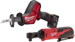 Milwaukee Tool - 12V, 0 to 3,000 SPM, Cordless Reciprocating Saw - 5/8" Stroke Length, 12" Saw Length, 1 Lithium-Ion Battery Included - Exact Industrial Supply