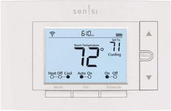 White-Rodgers - 50 to 99°F, 4 Heat, 2 Cool, Digital Programmable Wi-Fi Universal Thermostat - 20 to 30 Volts, 1.77" Inside Depth x 1.77" Inside Height x 5-1/4" Inside Width, Horizontal Mount - Exact Industrial Supply