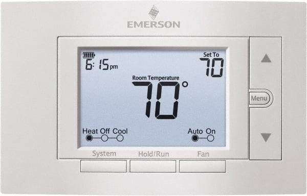 White-Rodgers - 50 to 99°F, 2 Heat, 2 Cool, Digital Programmable Multi-Stage Thermostat - 20 to 30 Volts, 1.77" Inside Depth x 1.77" Inside Height x 5-1/4" Inside Width, Horizontal Mount - Exact Industrial Supply