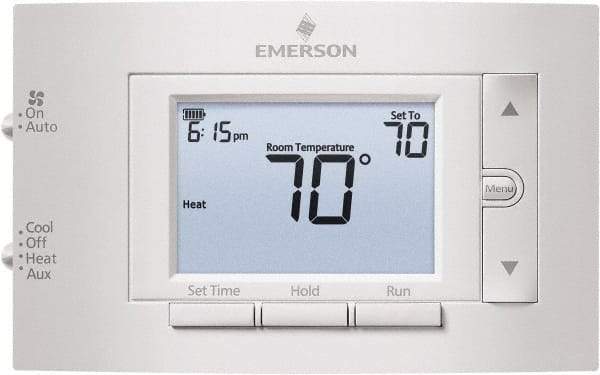 White-Rodgers - 50 to 99°F, 2 Heat, 1 Cool, Digital Programmable Multi-Stage Thermostat - 20 to 30 Volts, 1.77" Inside Depth x 1.77" Inside Height x 5-1/4" Inside Width, Horizontal Mount - Exact Industrial Supply