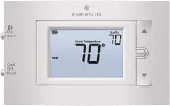 White-Rodgers - 50 to 99°F, 1 Heat, 1 Cool, Digital Nonprogrammable Thermostat - 20 to 30 Volts, 1.77" Inside Depth x 1.77" Inside Height x 5-1/4" Inside Width, Horizontal Mount - Exact Industrial Supply