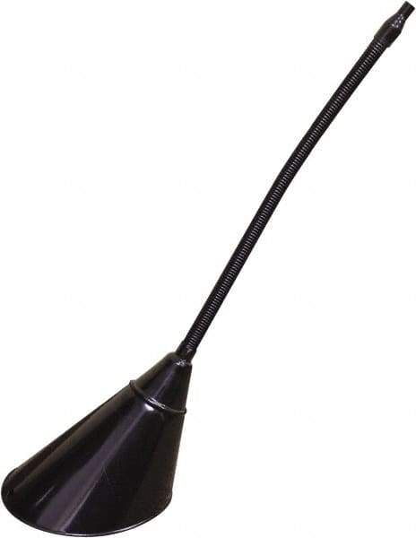 Funnel King - 2 Qt Capacity Galvanized Steel Funnel - 7" Mouth OD, 1/2" Tip OD, 17" Flexible Spout, Black - Exact Industrial Supply