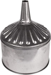 Funnel King - 8 Qt Capacity Galvanized Steel Funnel - 9-5/8" Mouth OD, 1" Tip OD, 3-1/2" Straight Spout, Silver - Exact Industrial Supply