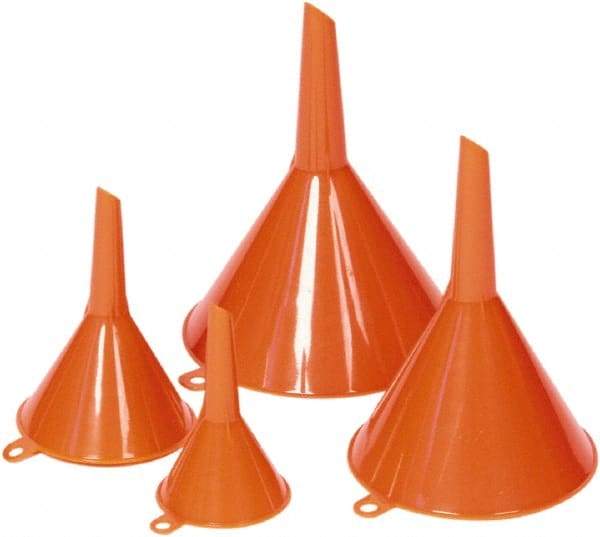 Funnel King - 0.31 Qt Capacity Polyethylene Funnel Set - Straight Spout, Orange - Exact Industrial Supply