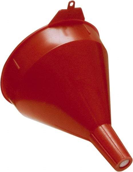 Funnel King - 2 Qt Capacity Polyethylene Funnel - 6-1/2" Mouth OD, 1-1/16" Tip OD, 2-3/8" Straight Spout, Red - Exact Industrial Supply