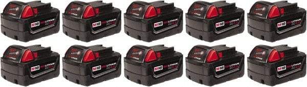 Milwaukee Tool - 18 Volt Lithium-Ion Power Tool Battery - 5 Ahr Capacity, 1 hr Charge Time, Series M18 XC RED - Exact Industrial Supply