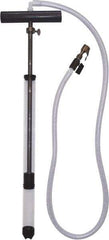 LiquiTube - 12.8 Strokes per Gal, 1/8" Outlet, 0.46 GPM, Aluminum, Brass, PVC & Plastic Hand Operated Drum Pump - 10 oz per Stroke, 22-1/4" OAL, For 5 Gal Drums, For Tire Sealants - Exact Industrial Supply