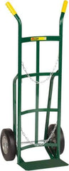 Little Giant - 800 Lb Capacity 47" OAH Cylinder Hand Truck - 8 x 14" Base Plate, Dual Handle, Steel, Solid Rubber Wheels - Exact Industrial Supply