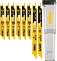 DeWALT - 8 Pieces, 6" to 9" Long x 0.04" Thickness, Bi-Metal Reciprocating Saw Blade Set - Straight Profile, 10-14 to 18 Teeth, Toothed Edge - Exact Industrial Supply