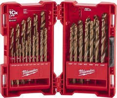 Milwaukee Tool - 1/16 to 1/2", 135° Point, Bright Finish, Cobalt Maintenance Length Drill Bit Set - Exact Industrial Supply