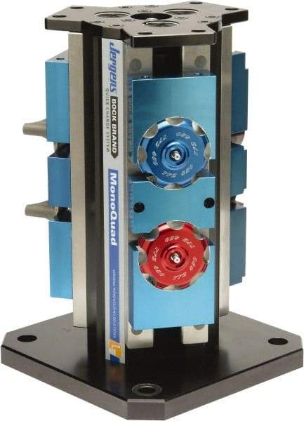 Jergens - 4" Jaw Width, 7" Max Jaw Opening, Manual Self Centering Vise - 7,200 Max Operating psi, 2.2" Stroke Length, 7" OAL x 6" OAW x 17.56" OAH - Exact Industrial Supply