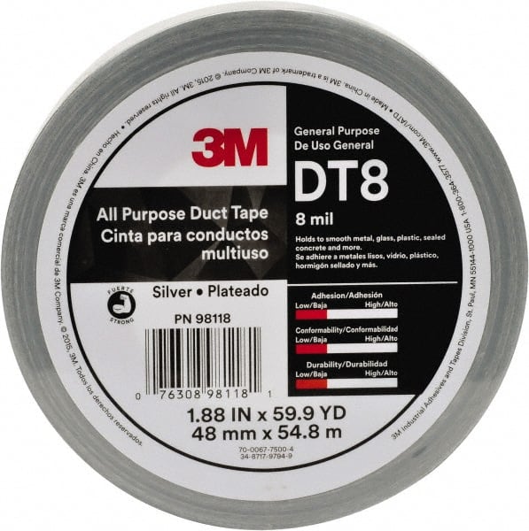 3M - 54.8m x 2" x 11 mil Black Polyethylene Film Duct Tape - Exact Industrial Supply