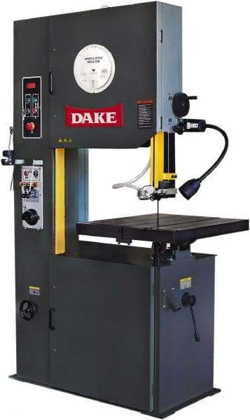 Dake - 26" Throat Capacity, Variable Speed Pulley Vertical Bandsaw - 50 to 415 & 550 to 5,000 SFPM, 3 hp, Three Phase - Exact Industrial Supply