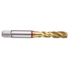 1-1/4-12 2B 4-Flute PM Cobalt Red Ring Spiral Point Plug Tap-TiN - Exact Industrial Supply