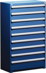 Rousseau Metal - 9 Drawer, Modular Storage Cabinet - Steel, 48" Wide x 27" Deep x 60" High, Avalanche Blue - Exact Industrial Supply