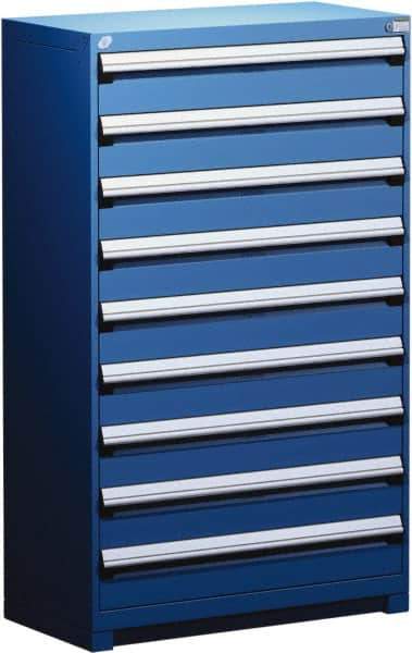 Rousseau Metal - 9 Drawer, Modular Storage Cabinet - Steel, 48" Wide x 24" Deep x 60" High, Avalanche Blue - Exact Industrial Supply