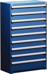 Rousseau Metal - 9 Drawer, Modular Storage Cabinet - Steel, 48" Wide x 24" Deep x 60" High, Avalanche Blue - Exact Industrial Supply