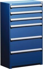 Rousseau Metal - 6 Drawer, Modular Storage Cabinet - Steel, 48" Wide x 27" Deep x 60" High, Avalanche Blue - Exact Industrial Supply