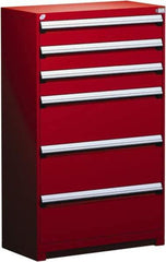 Rousseau Metal - 6 Drawer, Modular Storage Cabinet - Steel, 48" Wide x 27" Deep x 60" High, Flame Red - Exact Industrial Supply