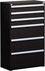 Rousseau Metal - 6 Drawer, Modular Storage Cabinet - Steel, 48" Wide x 27" Deep x 60" High, Black - Exact Industrial Supply