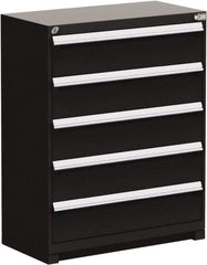 Rousseau Metal - 5 Drawer, Modular Storage Cabinet - Steel, 48" Wide x 24" Deep x 46" High, Black - Exact Industrial Supply