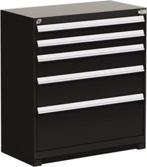 Rousseau Metal - 5 Drawer, Modular Storage Cabinet - Steel, 48" Wide x 27" Deep x 40" High, Black - Exact Industrial Supply