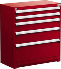 Rousseau Metal - 5 Drawer, Modular Storage Cabinet - Steel, 48" Wide x 27" Deep x 40" High, Flame Red - Exact Industrial Supply