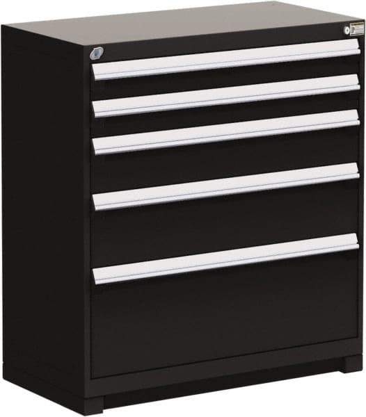 Rousseau Metal - 5 Drawer, Modular Storage Cabinet - Steel, 48" Wide x 24" Deep x 40" High, Black - Exact Industrial Supply
