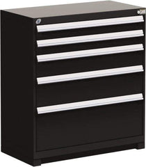 Rousseau Metal - 5 Drawer, Modular Storage Cabinet - Steel, 48" Wide x 24" Deep x 40" High, Black - Exact Industrial Supply