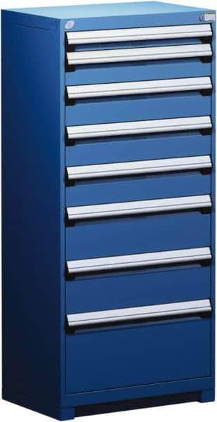 Rousseau Metal - 8 Drawer, Modular Storage Cabinet - Steel, 36" Wide x 24" Deep x 60" High, Avalanche Blue - Exact Industrial Supply