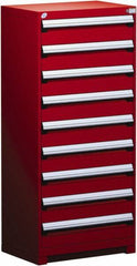 Rousseau Metal - 9 Drawer, Modular Storage Cabinet - Steel, 36" Wide x 24" Deep x 60" High, Flame Red - Exact Industrial Supply