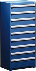 Rousseau Metal - 9 Drawer, Modular Storage Cabinet - Steel, 36" Wide x 18" Deep x 60" High, Avalanche Blue - Exact Industrial Supply