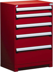 Rousseau Metal - 5 Drawer, Modular Storage Cabinet - Steel, 36" Wide x 24" Deep x 40" High, Flame Red - Exact Industrial Supply