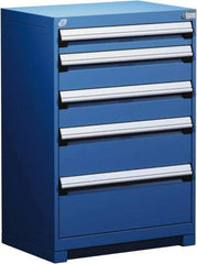 Rousseau Metal - 5 Drawer, Modular Storage Cabinet - Steel, 36" Wide x 24" Deep x 40" High, Avalanche Blue - Exact Industrial Supply