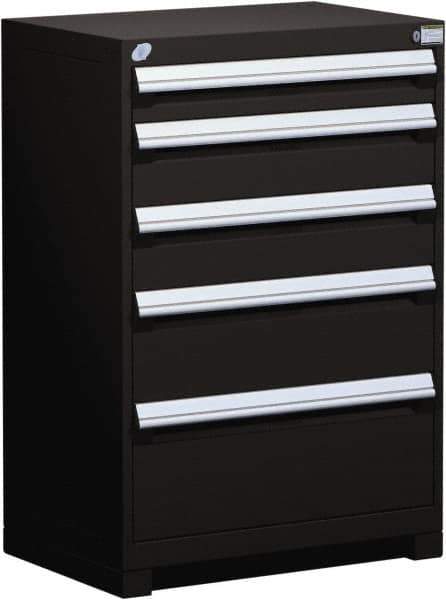 Rousseau Metal - 5 Drawer, Modular Storage Cabinet - Steel, 36" Wide x 18" Deep x 40" High, Black - Exact Industrial Supply