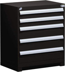 Rousseau Metal - 5 Drawer, Modular Storage Cabinet - Steel, 36" Wide x 24" Deep x 32" High, Black - Exact Industrial Supply