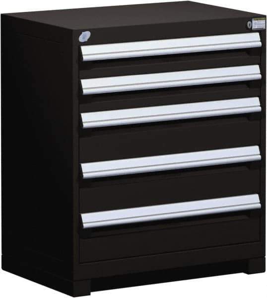 Rousseau Metal - 5 Drawer, Modular Storage Cabinet - Steel, 36" Wide x 18" Deep x 32" High, Black - Exact Industrial Supply