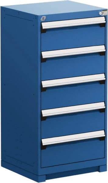 Rousseau Metal - 5 Drawer, Modular Storage Cabinet - Steel, 30" Wide x 27" Deep x 46" High, Avalanche Blue - Exact Industrial Supply