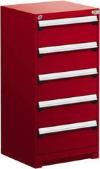 Rousseau Metal - 5 Drawer, Modular Storage Cabinet - Steel, 30" Wide x 27" Deep x 46" High, Flame Red - Exact Industrial Supply