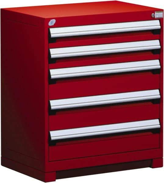 Rousseau Metal - 5 Drawer, Modular Storage Cabinet - Steel, 36" Wide x 18" Deep x 32" High, Flame Red - Exact Industrial Supply