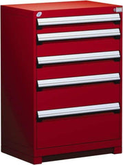 Rousseau Metal - 5 Drawer, Modular Storage Cabinet - Steel, 36" Wide x 18" Deep x 40" High, Flame Red - Exact Industrial Supply