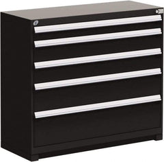 Rousseau Metal - 5 Drawer, Modular Storage Cabinet - Steel, 60" Wide x 24" Deep x 40" High, Black - Exact Industrial Supply