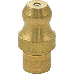 Umeta - Straight Head Angle, M8 Drive-In Brass Drive-In Grease Fitting - 10mm Hex, 15mm Overall Height, 5.5mm Shank Length - Exact Industrial Supply