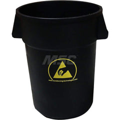 Trash Cans & Recycling Containers; Product Type: Trash Can; Container Capacity: 44 gal; Container Shape: Round; Lid Type: No Lid; Container Material: Plastic; Color: Black; Finish: Unfinished; Graphic: Yellow ESD Symbol; Compatible Recyclable Material: Pl