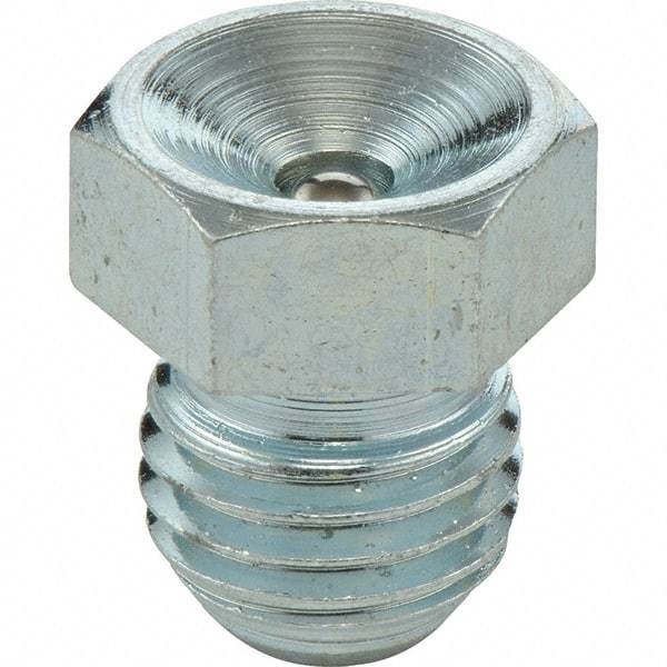 Umeta - Straight Head Angle, M10x1.0 Metric Stainless Steel Flush-Style Grease Fitting - 11mm Hex, 9.5mm Overall Height, 6.5mm Shank Length - Exact Industrial Supply